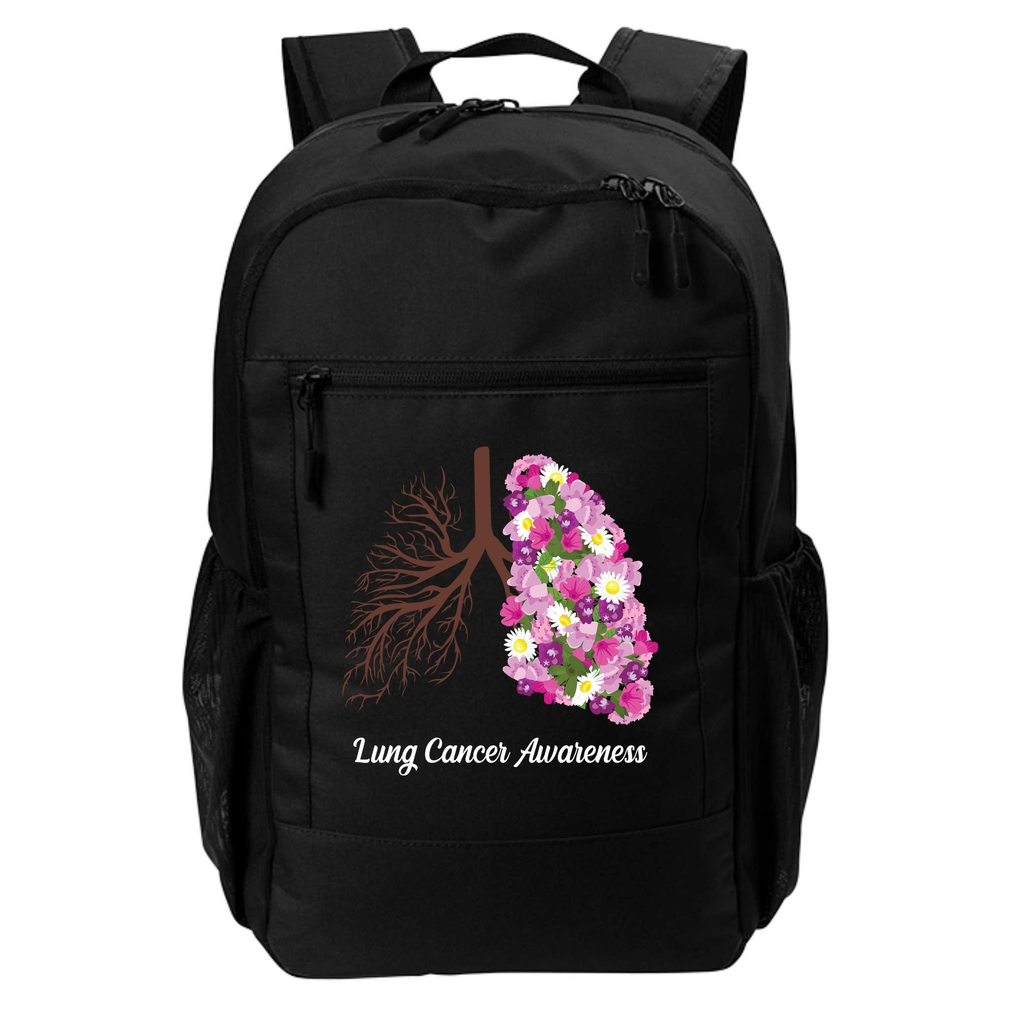 Lung Cancer Awareness Floral Backpack