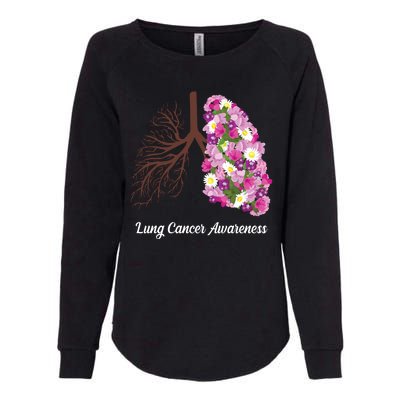 Lung Cancer Awareness Floral Womens California Wash Sweatshirt