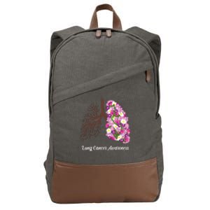 Lung Cancer Awareness Floral Cotton Canvas Backpack