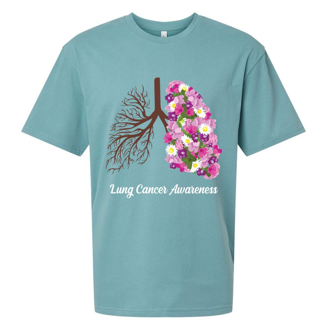 Lung Cancer Awareness Floral Sueded Cloud Jersey T-Shirt