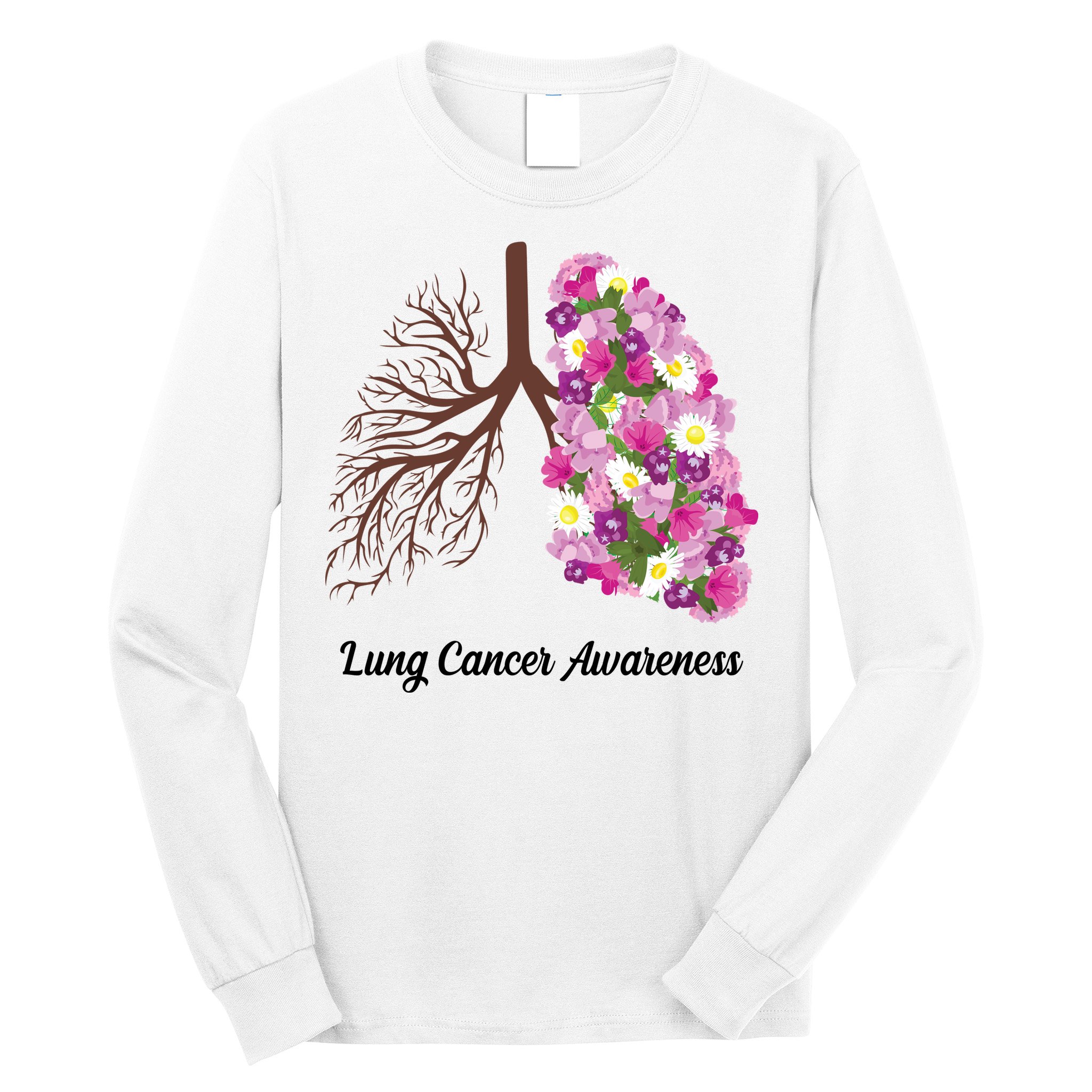 Lung Cancer Awareness Floral Long Sleeve Shirt