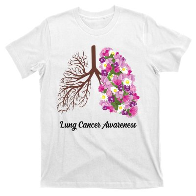 Lung Cancer Awareness Floral T-Shirt