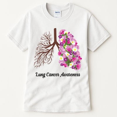 Lung Cancer Awareness Floral Tall T-Shirt
