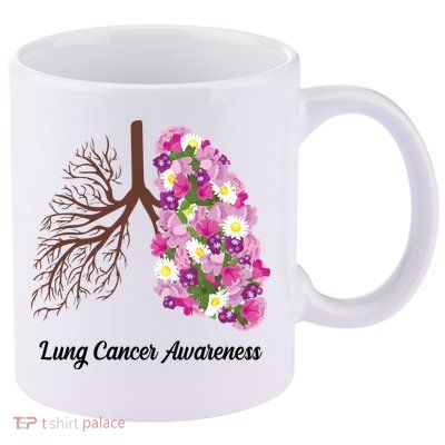 Lung Cancer Awareness Floral 11oz C Handle Ceramic Mug