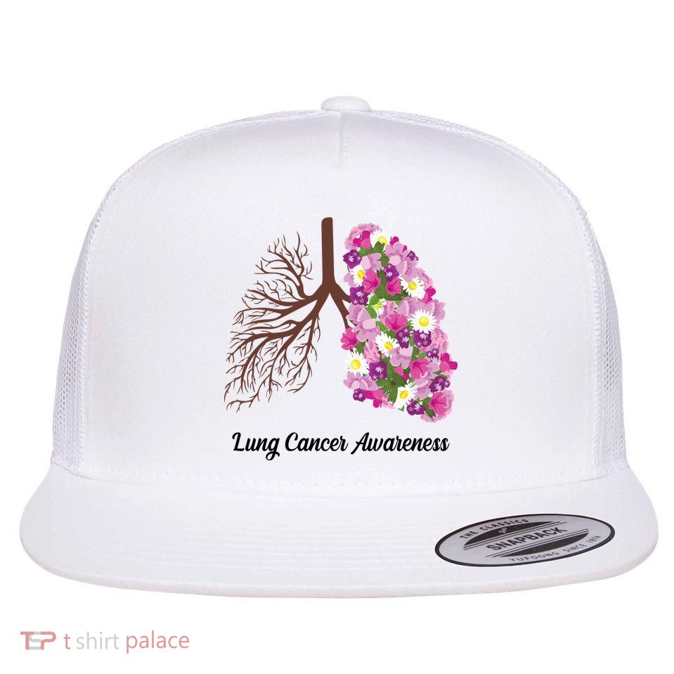 Lung Cancer Awareness Floral Flatbill Hat