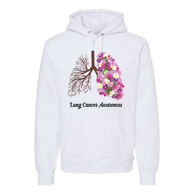 Lung Cancer Awareness Floral Premium Hoodie