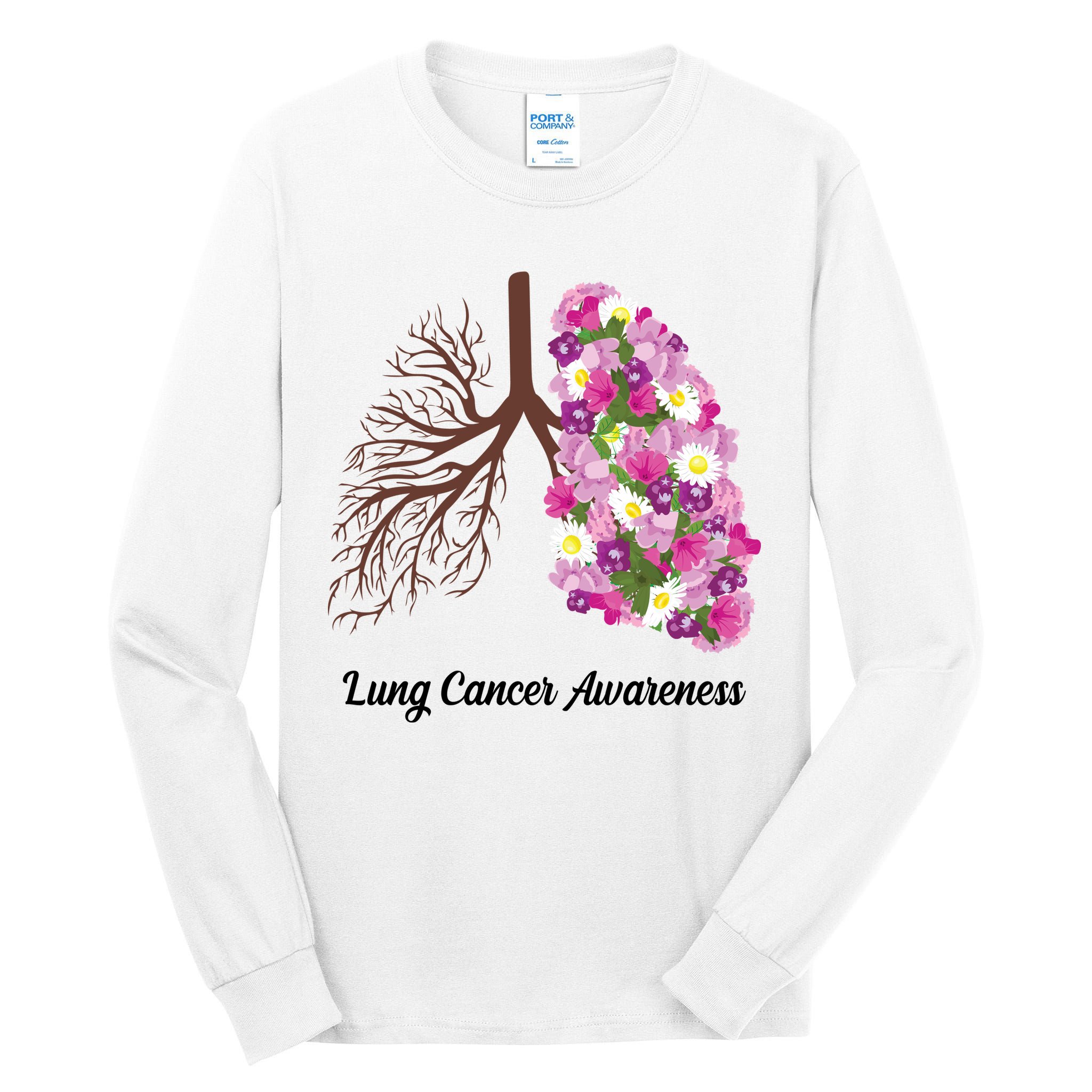 Lung Cancer Awareness Floral Tall Long Sleeve T-Shirt