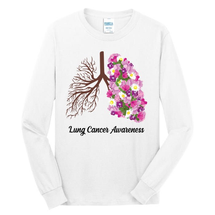 Lung Cancer Awareness Floral Tall Long Sleeve T-Shirt