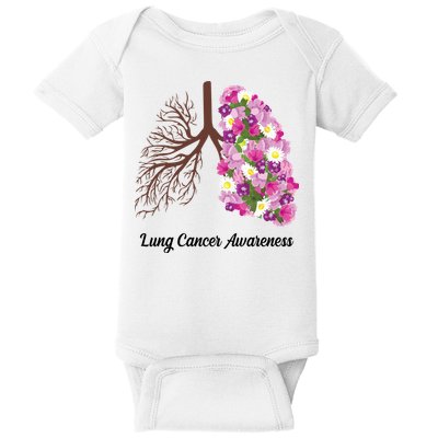 Lung Cancer Awareness Floral Baby Bodysuit