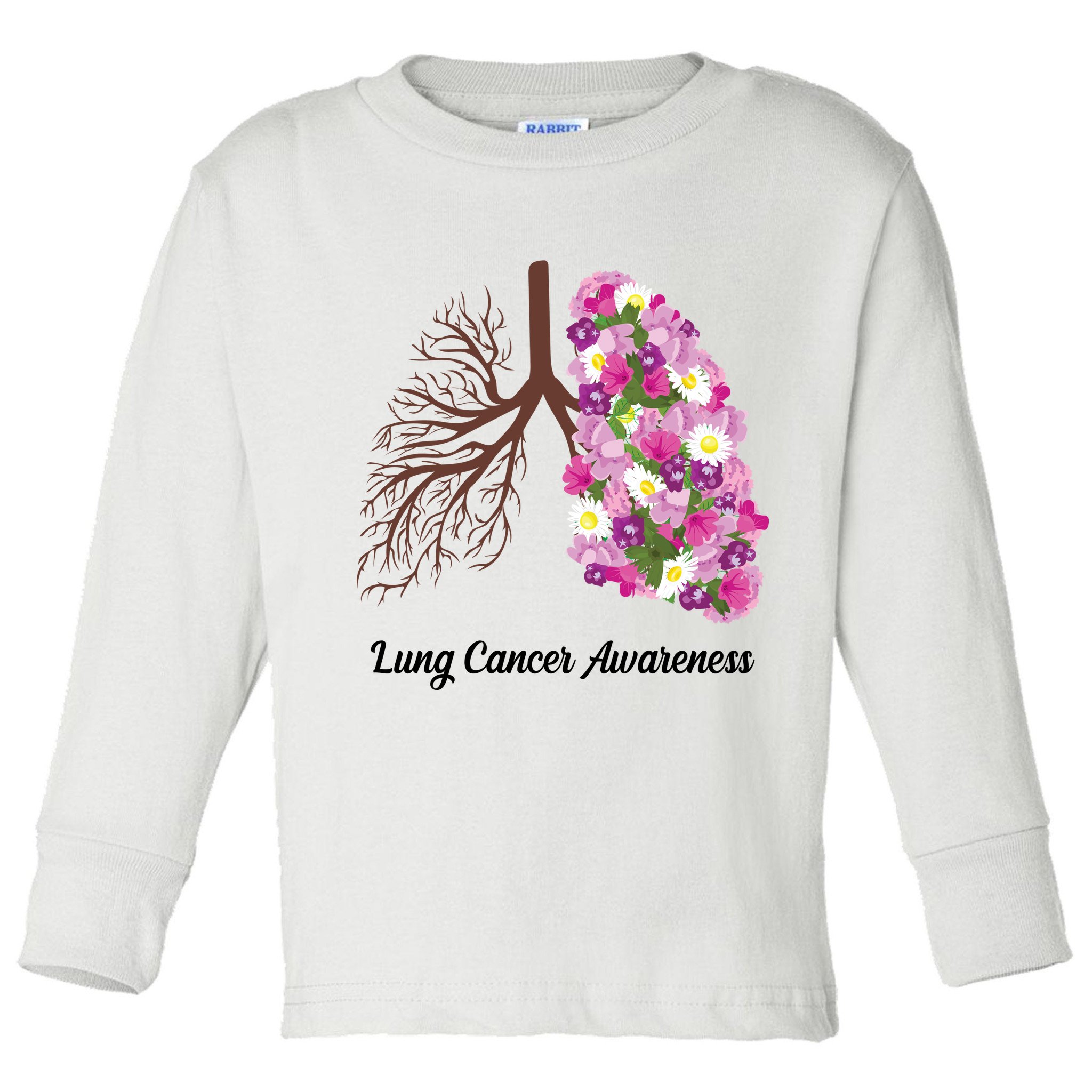 Lung Cancer Awareness Floral Toddler Long Sleeve Shirt