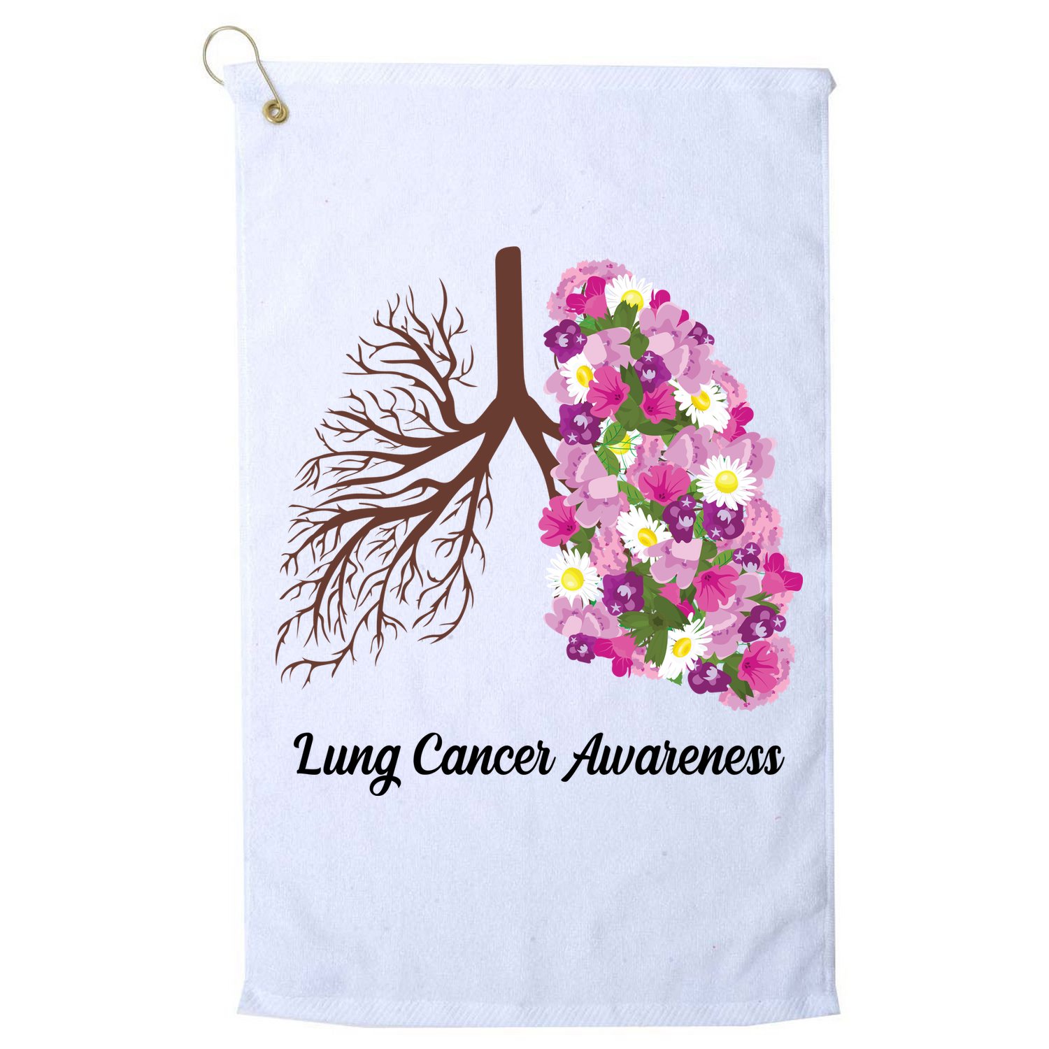 Lung Cancer Awareness Floral Golf Towel