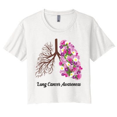 Lung Cancer Awareness Floral Crop Top