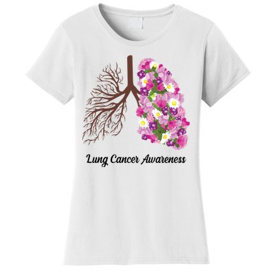 Lung Cancer Awareness Floral Women's T-Shirt