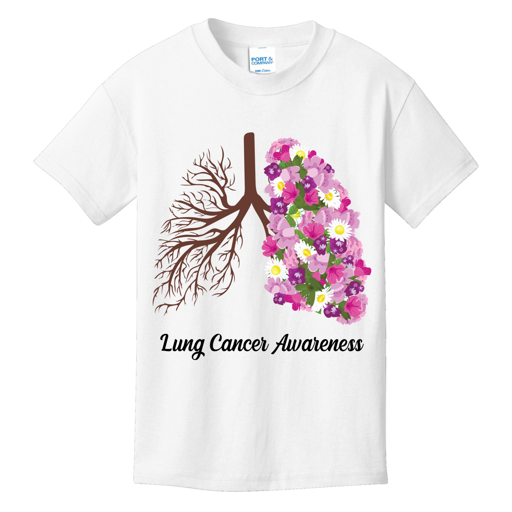 Lung Cancer Awareness Floral Kids T-Shirt