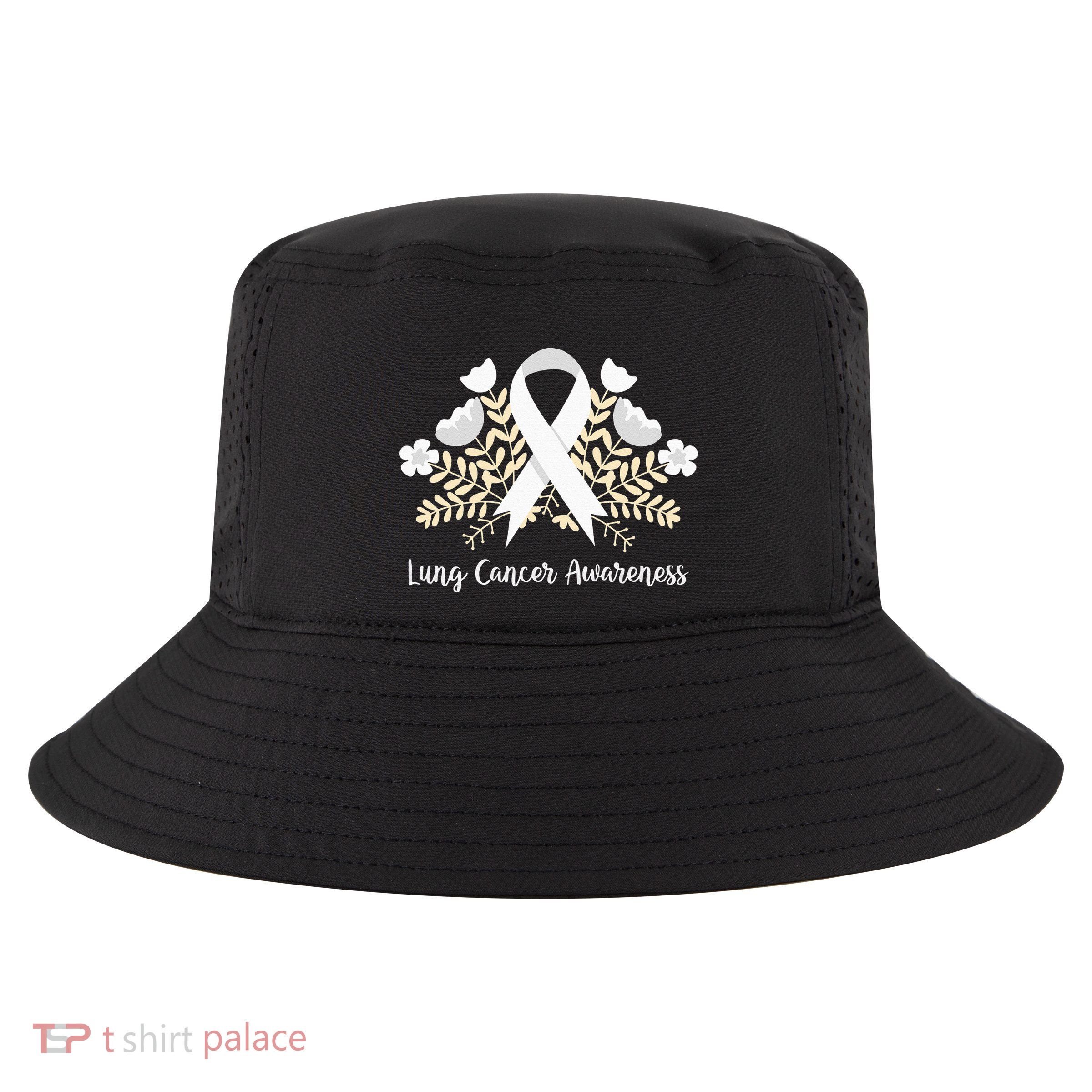 Lung Cancer Awareness Ribbon Lung Cancer Cool Comfort Performance Bucket Hat