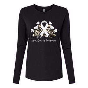 Lung Cancer Awareness Ribbon Lung Cancer Womens Cotton Relaxed Long Sleeve T-Shirt