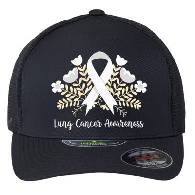 Lung Cancer Awareness Ribbon Lung Cancer Flexfit Unipanel Trucker Cap