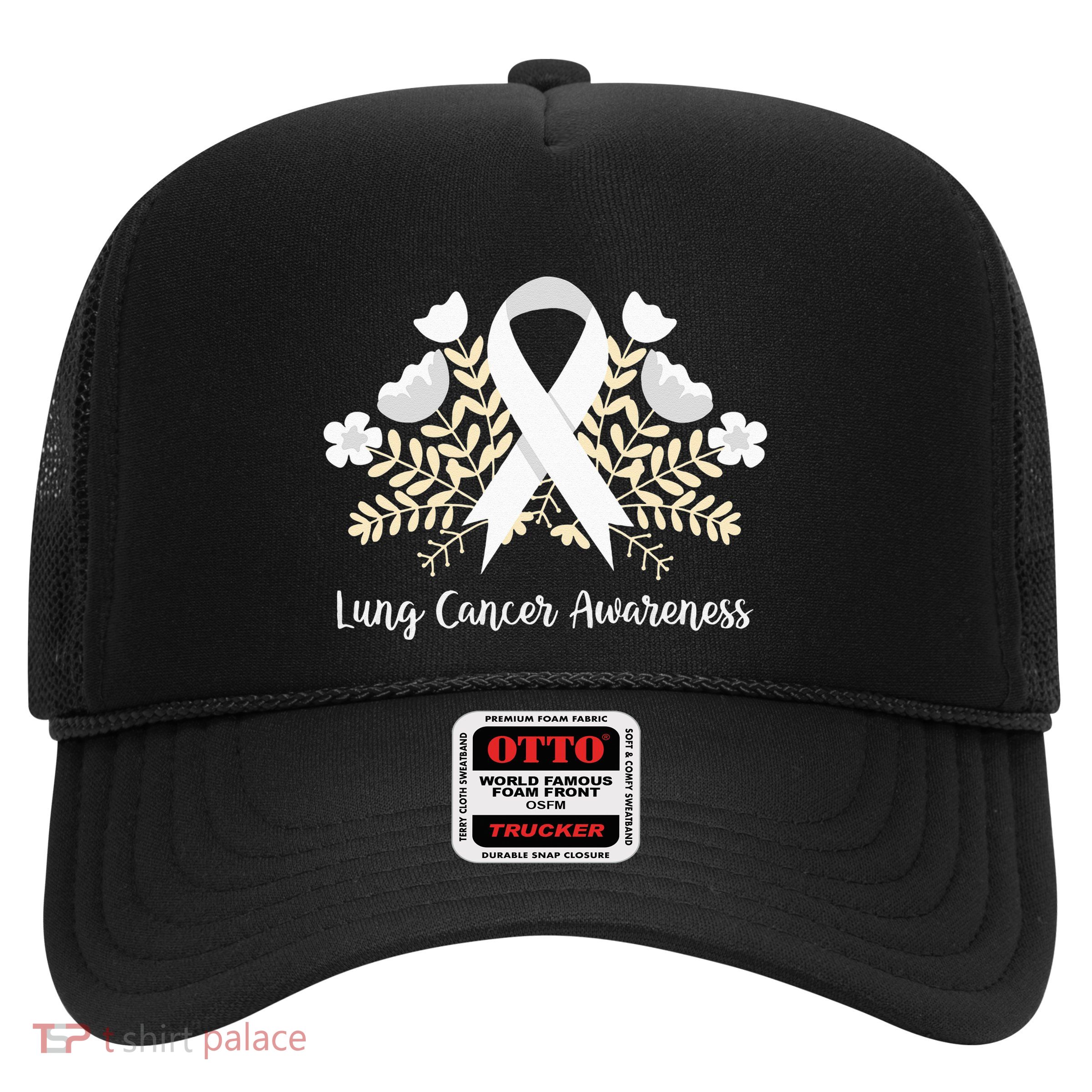 Lung Cancer Awareness Ribbon Lung Cancer Trucker Hat