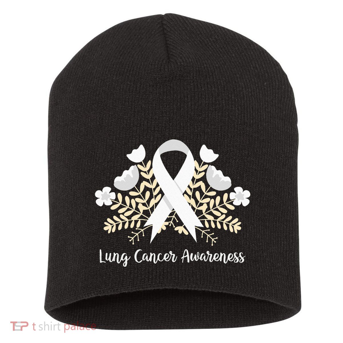Lung Cancer Awareness Ribbon Lung Cancer Short Acrylic Beanie