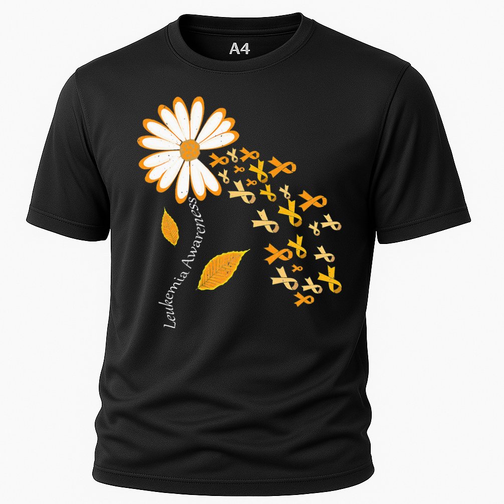 Leukemia Cancer Awareness Orange Ribbon Daisy Flower Cooling Performance Crew T-Shirt