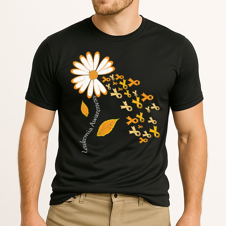 Leukemia Cancer Awareness Orange Ribbon Daisy Flower Cooling Performance Crew T-Shirt