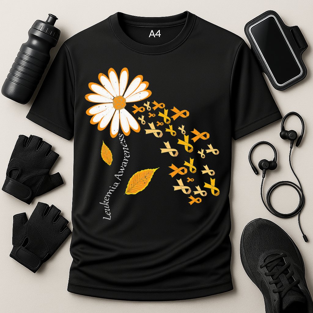 Leukemia Cancer Awareness Orange Ribbon Daisy Flower Cooling Performance Crew T-Shirt