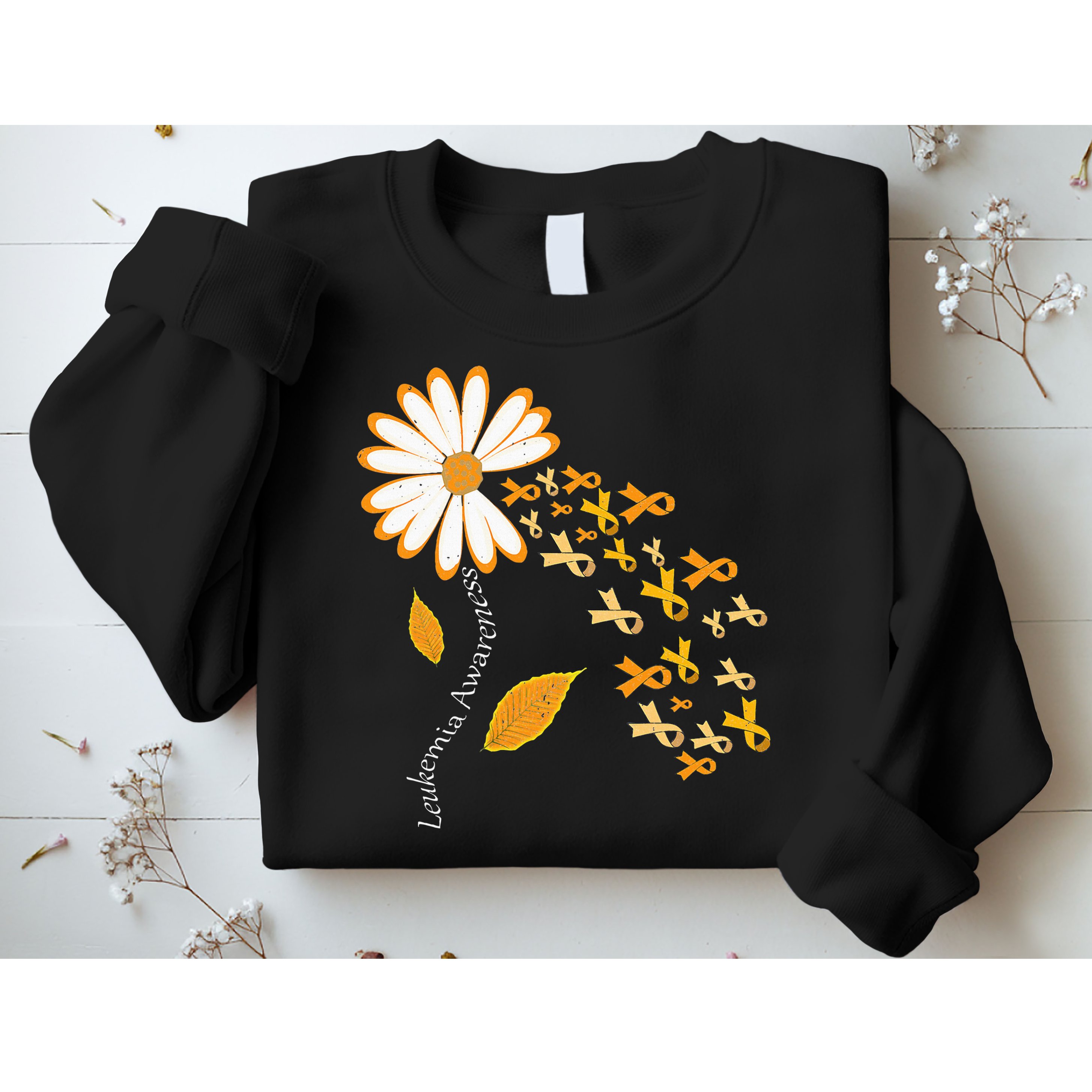 Leukemia Cancer Awareness Orange Ribbon Daisy Flower Sweatshirt