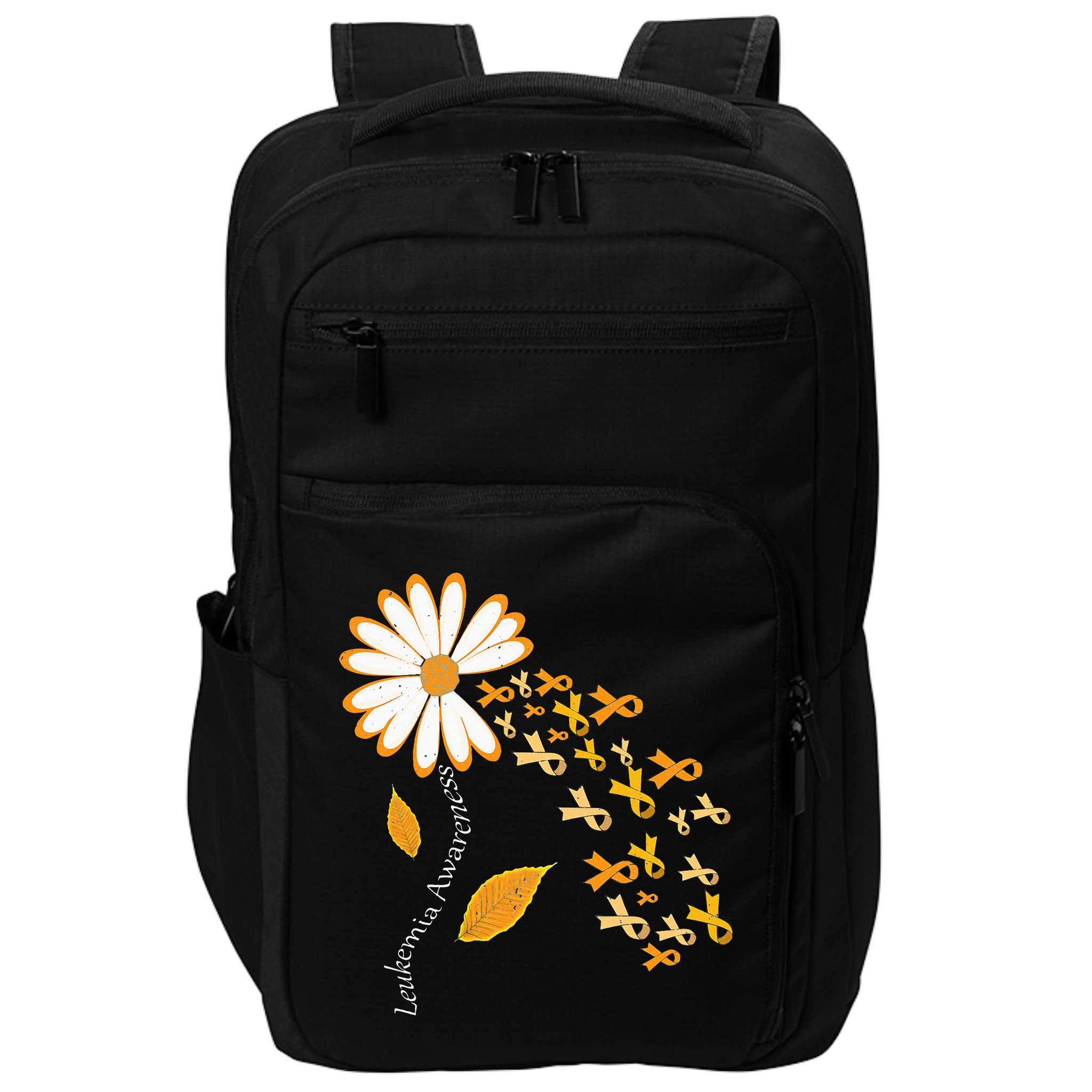 Leukemia Cancer Awareness Orange Ribbon Daisy Flower Impact Tech Backpack