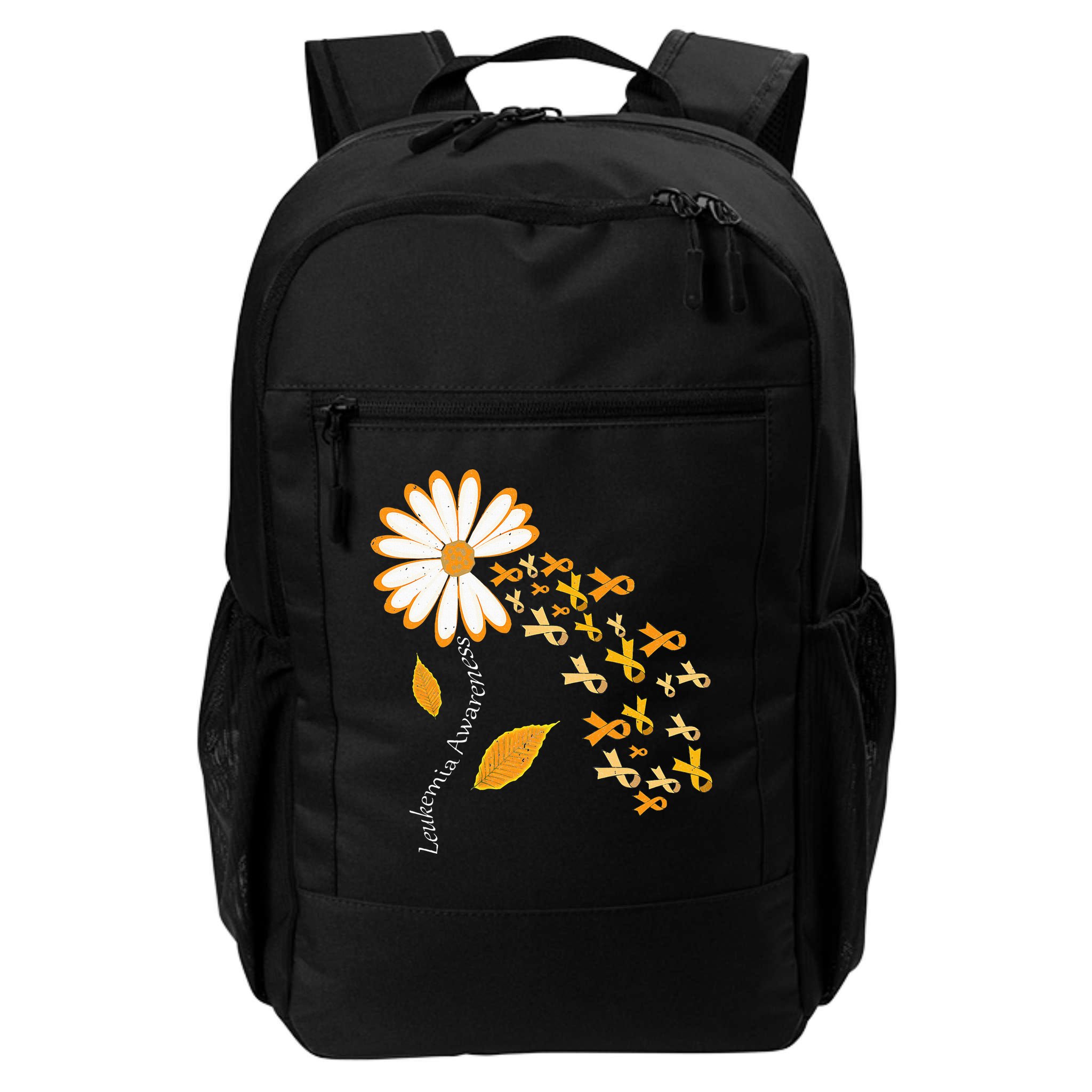 Leukemia Cancer Awareness Orange Ribbon Daisy Flower Backpack