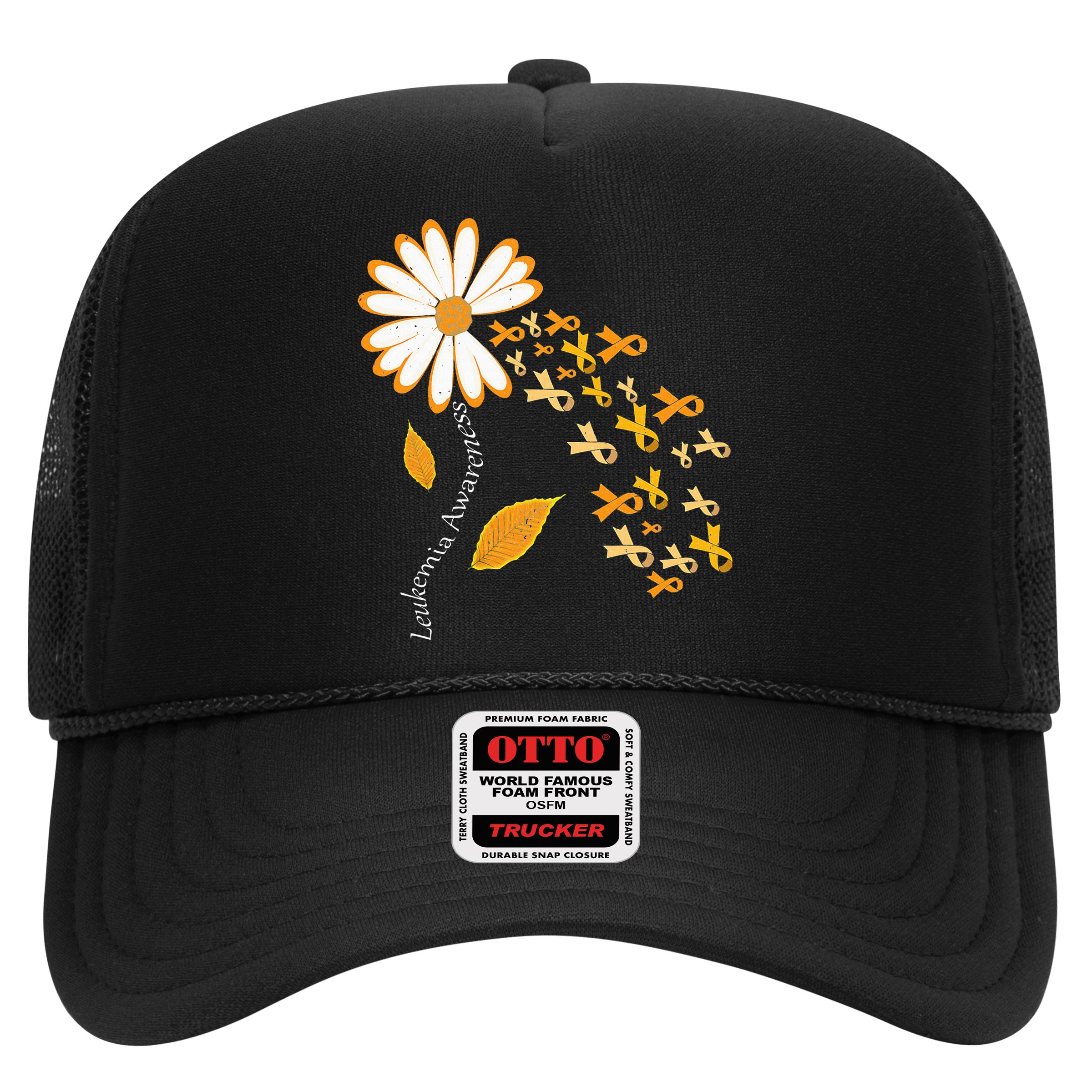 Leukemia Cancer Awareness Orange Ribbon Daisy Flower Hat