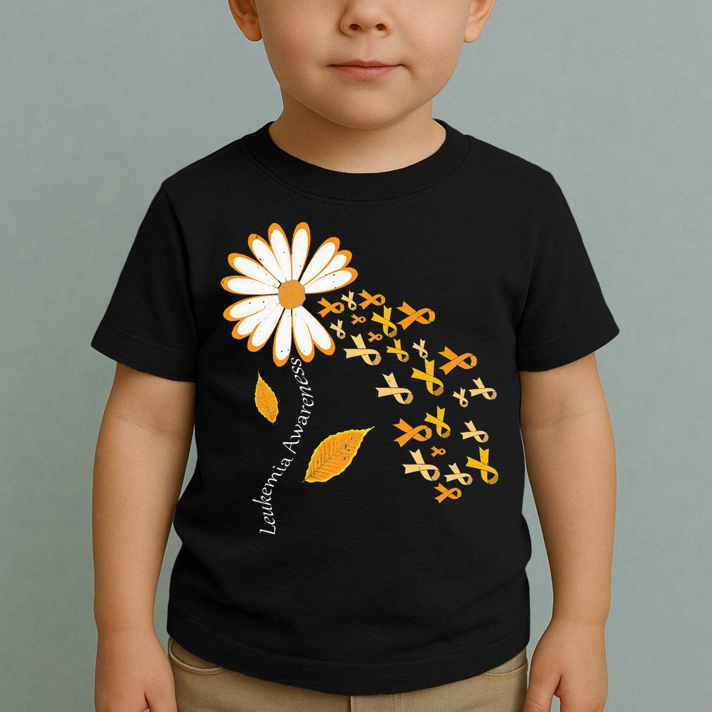 Leukemia Cancer Awareness Orange Ribbon Daisy Flower Toddler T-Shirt