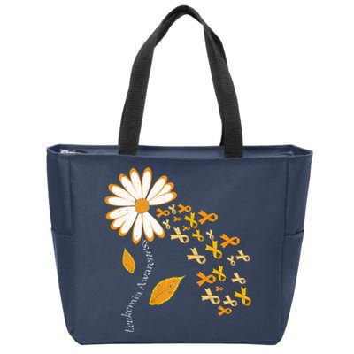 Leukemia Cancer Awareness Orange Ribbon Daisy Flower Zip Tote Bag