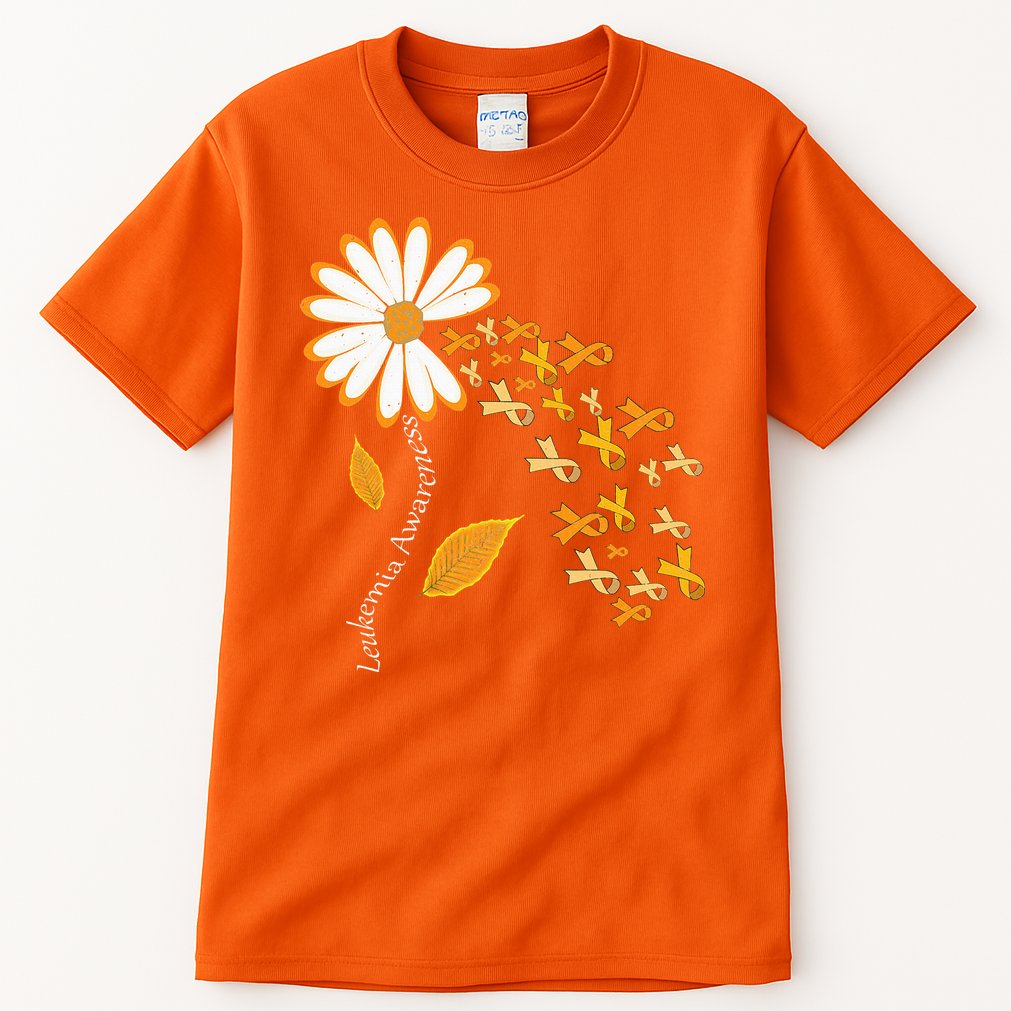 Leukemia Cancer Awareness Orange Ribbon Daisy Flower Tall T-Shirt
