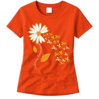 Leukemia Cancer Awareness Orange Ribbon Daisy Flower Womens T-Shirt