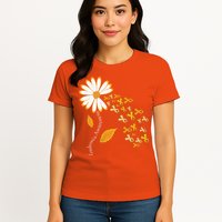 Leukemia Cancer Awareness Orange Ribbon Daisy Flower Womens T-Shirt
