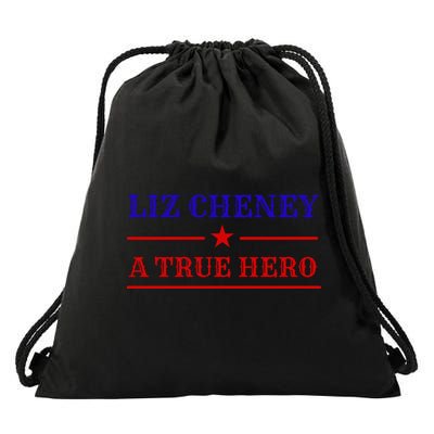 Liz Cheney A True Hero Drawstring Bag