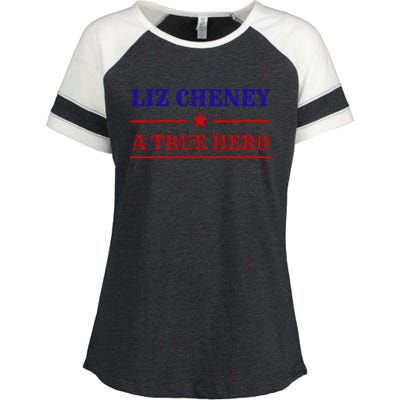 Liz Cheney A True Hero Enza Ladies Jersey Colorblock Tee