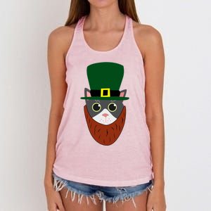 Leprechaun Cat Animal Fun St Patricks Day Cute Gift Cute Gift Women's Knotted Racerback Tank