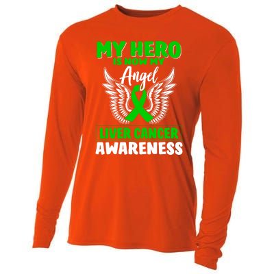 Liver Cancer Awareness My Hero Is Now My Angel Liver Cancer Gift Cooling Performance Long Sleeve Crew