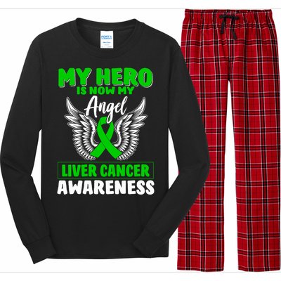 Liver Cancer Awareness My Hero Is Now My Angel Liver Cancer Gift Long Sleeve Pajama Set