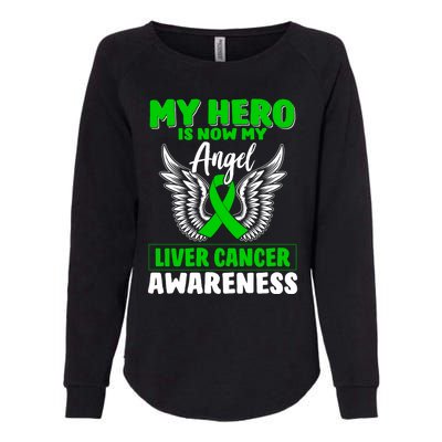 Liver Cancer Awareness My Hero Is Now My Angel Liver Cancer Gift Womens California Wash Sweatshirt