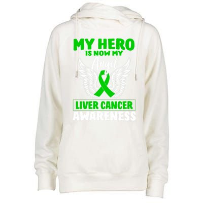 Liver Cancer Awareness My Hero Is Now My Angel Liver Cancer Gift Womens Funnel Neck Pullover Hood