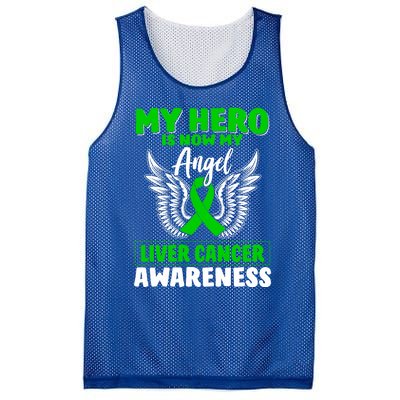 Liver Cancer Awareness My Hero Is Now My Angel Liver Cancer Gift Mesh Reversible Basketball Jersey Tank