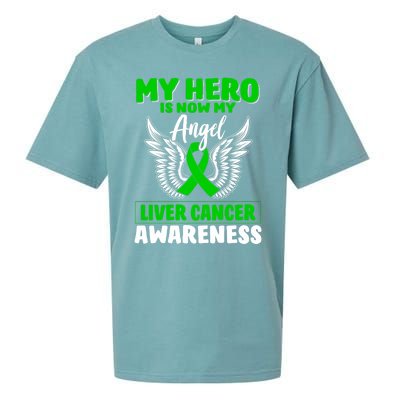 Liver Cancer Awareness My Hero Is Now My Angel Liver Cancer Gift Sueded Cloud Jersey T-Shirt