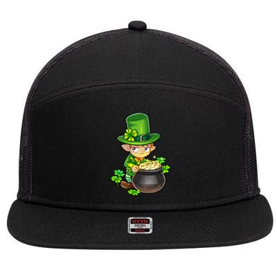 leprechaun cute adorable mischievous tiny greedy hoarding  7 Panel Mesh Trucker Snapback Hat