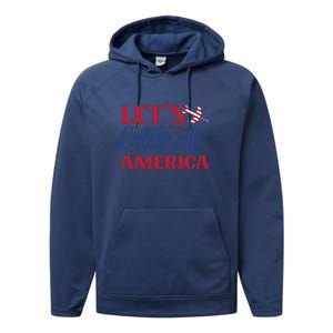 Let's Celebrate America Memorial Day Gift Performance Fleece Hoodie