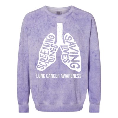 Lung Cancer Awareness Saving Lives Colorblast Crewneck Sweatshirt