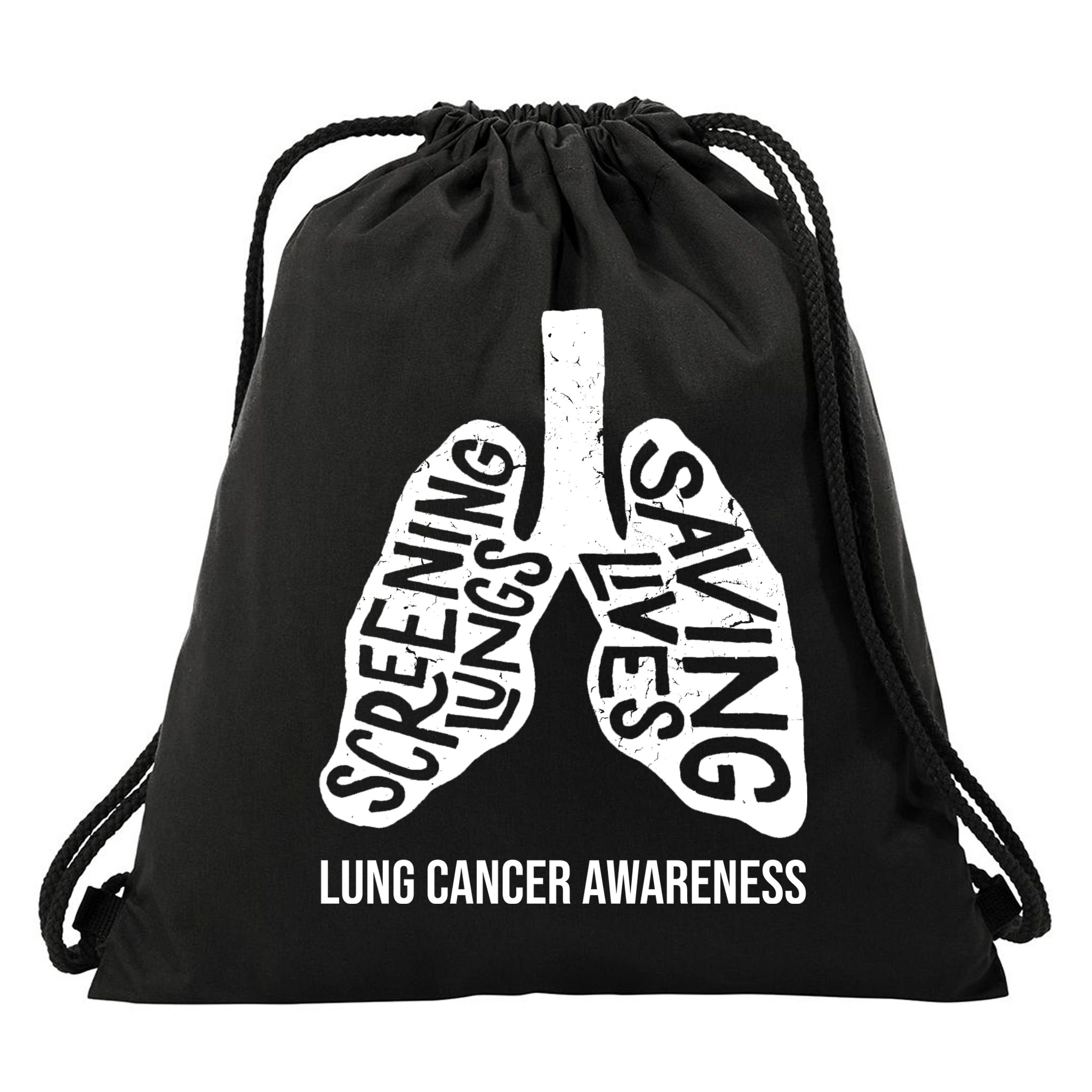 Lung Cancer Awareness Saving Lives Drawstring Bag