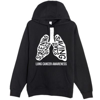 Lung Cancer Awareness Saving Lives Premium Pullover Hoodie