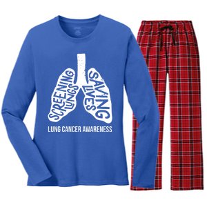 Lung Cancer Awareness Saving Lives Women's Long Sleeve Flannel Pajama Set 